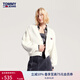 TOMMY JEANS春秋季女純棉美式復古慵懶燈籠袖紐扣V領(lǐng)寬松短針織開(kāi)衫外套16531 米白色YBH XS （推薦：100斤以下）
