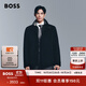 BOSS博斯【90%羊毛】男士寬松短版毛呢混紡大衣 001-黑色 S (46A)