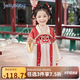 JELLYBABY漢服女童2025秋冬寶寶秋款裙子女孩連衣裙春秋兒童唐裝中國風秋季 紅色 120