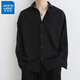 真維斯（Jeanswest）黑色襯衫男短袖春夏季薄款潮感痞帥上衣男外套休閑男裝冰絲白襯衣 黑色 XL