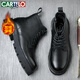 卡帝樂(lè )鱷魚(yú)（CARTELO）冬季加棉馬丁靴男款牛皮厚底保暖靴子男士雪地靴男棉靴K103黑色41