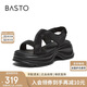 百思圖25夏商場(chǎng)同款涼鞋戶(hù)外厚底女涼鞋BP731BL5 黑色 37
