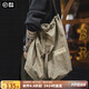 馬登工裝復(fù)古扎染帆布傘兵包男女通用大容量抽繩單肩斜挎水桶包袋 煙灰綠 大包