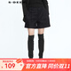 sdeer圣迪奧冬季休閑女裝簡(jiǎn)約口袋無(wú)彈力拉鏈滌綸復古時(shí)尚格紋A字毛呢短褲S20480908 黑色/91 M/165