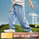 ASK JUNIOR男童褲子2025夏兒童褲腳貼標休閑純色軟牛仔褲防蚊褲 牛仔藍 170