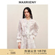 MAXRIENY【商場(chǎng)同款】玫瑰印花雪紡衫套裝甜美浪漫氛圍感歐外套 紫花 S 01