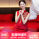 枝己紅色新中式旗袍新娘敬酒服2025新款結(jié)婚訂婚回門禮服出閣服嫁衣 DF101 M