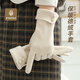 法派德絨手套女士春秋戶(hù)外騎行開(kāi)車(chē)韓版可愛(ài)加絨冬季保暖手套 米色