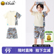 B.Duck【套裝】小黃鴨童裝男童套裝短袖新款夏季兒童運(yùn)動(dòng)2件套 米色 110 cm