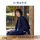 EIN時(shí)髦知識分子 EIN言工匠牛仔明線(xiàn)設計箱型復古夾克女秋新款 墨藍 S