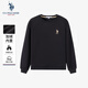 U.S. POLO ASSN.衛衣男加絨秋冬保暖重磅長(cháng)袖t恤男士寬松休閑上衣男裝 黑色 XL