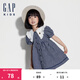 Gap女幼童夏季花邊娃娃領(lǐng)連衣裙兒童裝泡泡袖A字裙545410 海軍藍 110cm (4-5歲) 亞洲尺碼