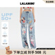 LALABOBO[防曬防紫外線]趣味闊腿褲女2025夏新款寬松百搭長褲LBEB-WXZC22 藍色 輕薄 M