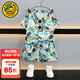 G.DUCKKIDS小黃鴨男童夏季套裝新款兒童夏威夷度假衣服男孩沙灘襯衣兩件套 淺綠色aoseasa 110 尺碼4~5歲【100-110cm】