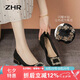 ZHR淺口單鞋女氣質(zhì)尖頭休閑女鞋時尚水鉆方扣鞋子女 BL180 黑色 36 