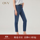 OVV秋冬熱賣(mài)女裝意大利進(jìn)口棉質(zhì)面料高腰修身錐形牛仔褲 藏青（凈色）A5 24