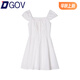 DGOV白色方領(lǐng)連衣裙女小個(gè)子法式淑女風(fēng)高腰顯瘦甜美25夏季新款短裙子 白色 S (建議90-101斤)