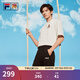 FILA 斐樂(lè )易烊千璽同款情侶款針織短袖衫2025夏季新款小狐貍寬松T恤 云菇白-WT XL 180/100A/XL