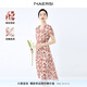 娜爾思（NAERSI）銀蔥雪紡法式印花風(fēng)情v領(lǐng)連衣裙夏新款氣質(zhì)度假裙 中紅色 XL 42
