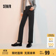 森馬（Semir）森柔牛仔|牛仔褲女毛邊小直筒褲2024冬季抓毛九分褲109724124004