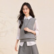 春竹【純羊毛】2025秋冬新款圓領(lǐng)絞花洋氣減齡背心保暖疊穿無(wú)袖馬甲 優(yōu)雅灰 L (110-120斤)
