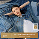 迪賽尼斯2024年春季新款美式復古風(fēng)通勤短款寬松長(cháng)袖牛仔短外套女 牛仔藍 M