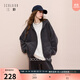 三彩2025冬季新款休閑風(fēng)外套寬松連帽拉鏈衫灰色加絨衛衣開(kāi)衫M 深邃灰 L 165/88A