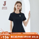 經(jīng)典故事（JANE STORY）經(jīng)典故事黑色短袖T恤女夏季2025新款收腰別致小眾設計感顯瘦上衣 M05 藍色 L