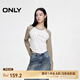 ONLY春夏設計感時尚潮流刺繡插肩長袖T恤女|124302017 A01 香草奶油白 S (160) 80A