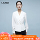 藍地（LANDI）素雅白法式高級感V領(lǐng)襯衫女收腰長(cháng)袖上衣春新品 素雅白 L