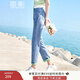 香影直筒牛仔褲女高腰2025年夏裝新款寬松九分褲淺色卷邊休閑褲子 牛仔藍(lán) S