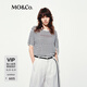 MO&Co.針織衫2025夏新品竹節(jié)肌理感輕薄寬松標(biāo)語(yǔ)印花短袖T恤MBE2SWTT01 藍(lán)白條色 S /160