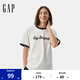 Gap男女裝2025夏季新款純棉撞色印花logo短袖T恤多色上衣729119 黑色 M (170/92A) 亞洲尺碼