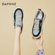 達芙妮（DAPHNE）板鞋女a(chǎn)j運動(dòng)休閑高幫厚底老爹鞋新款女鞋春秋款學(xué)生百搭 黑紫色/低幫 38 (240mm) 標準碼