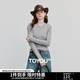 初語(yǔ)修身輕薄云感T恤女2025秋季新款天絲羊毛長(cháng)袖復古亨利領(lǐng)上衣七夕 花灰色 XL