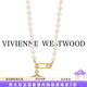 薇薇安·威斯特伍德（Vivienne Westwood）[代購現(xiàn)貨]西太后珍珠項(xiàng)鏈女土星經(jīng)典帶鉆明星同款七夕禮物送女友 金色-珍珠回形針項(xiàng)鏈