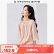 佐丹奴淡人穿搭襯衣女仿棉麻壓褶圓領(lǐng)鏤空插肩五分袖襯衫13345316