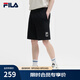 FILA斐樂官方情侶短褲2025夏季新款針織男子女子寬松運(yùn)動(dòng)褲 正黑色-BK L