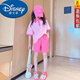 迪士尼（Disney）女童夏季套裝短袖POLO衫韓版中大童學(xué)院風(fēng)女孩運動(dòng)短褲兒童兩件套 粉色 polo衫套裝 150