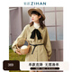 紫涵（ZIHAN）森友會(huì )燈籠袖領(lǐng)結中長(cháng)款風(fēng)衣外套腰帶百搭顯瘦 云石綠 S