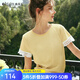 Olrain歐芮兒條紋蕾絲花邊短袖T恤女夏季2025新款黃色小個子上衣 黃色條紋 M