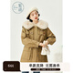 紫涵（ZIHAN）紫涵大翻毛領(lǐng)短款派克服女年冬季工裝風(fēng)純色抽繩收腰外套 卡其綠 M