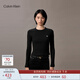 Calvin KleinJeans25秋季新款女士簡(jiǎn)約字母ck辣妹正肩羅紋打底長(cháng)袖T恤47D260G UB1-太空黑 S