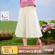 茵曼女童七分褲透氣薄款褲子2025夏季兒童中大童寬松休閑闊腿短褲潮 米白色 130