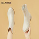 達(dá)芙妮（DAPHNE）七夕短靴女高跟皮靴中筒靴春秋單靴秋季新款秋冬品牌瘦瘦靴子 米色 單層 跟高5cm 37 (235mm)