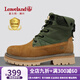 楓葉（leaveland）馬丁靴男復古時(shí)尚拼接男女同款工裝靴耐磨防滑戶(hù)外休閑高幫男靴 【情侶款】黃棕/綠（皮鞋碼） 41 男碼