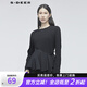 sdeer圣迪奧春季女裝時(shí)尚百搭 直筒型休閑圓領(lǐng)休閑不規則長(cháng)袖拼接打底白T恤女S20180202 黑色/91 S/160