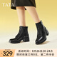 他她（TATA）英倫風(fēng)粗跟短靴女靴厚底加絨炸街馬丁靴冬季新款7BU54DD3 黑色（單里） 38