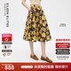 朗姿歐洲EiLEEN ELITEE純棉印花半身裙大擺女士2025秋季新款 深咖色 M