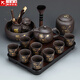 正揚(yáng)紫砂壺茶具套裝家用整套高檔功夫泡茶器陶瓷茶杯商務(wù)辦公禮品茶盤(pán) 紫砂龍壺荷韻8杯整套+長(zhǎng)胡琴黑